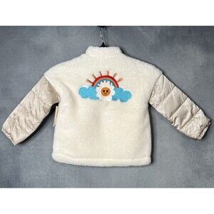 Tucker + Tate Toddler Girl 3T Cream Sherpa Mixed Media Zip Up Jacket Embroidered